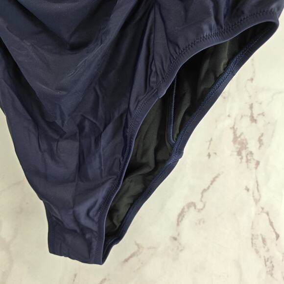 J Crew Swim 22 3X Blue One Piece Square Neck Ruched Bikini Coverage - Picture 4 of 14